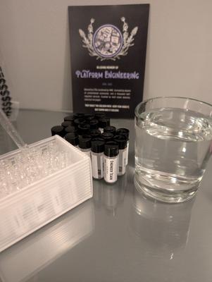 Hotel room vials being filled