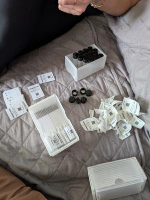 Vial labels being prepared