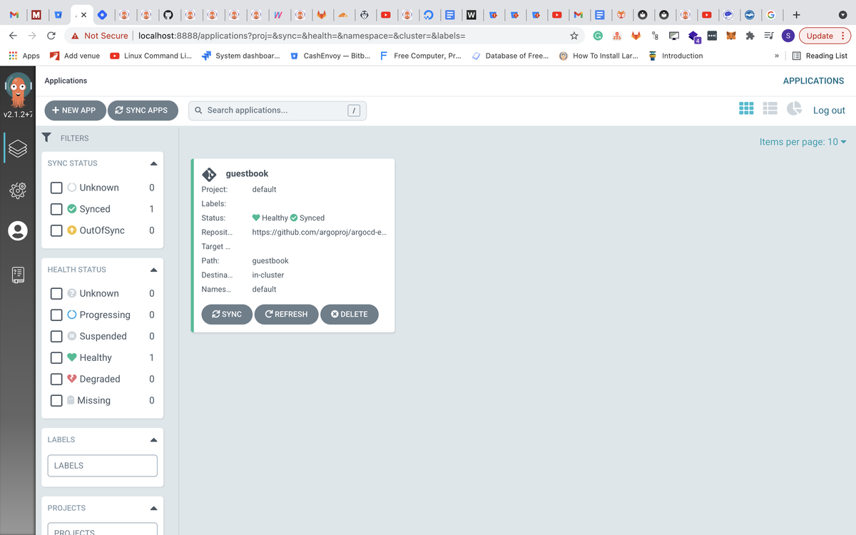 Synced app in ArgoCD