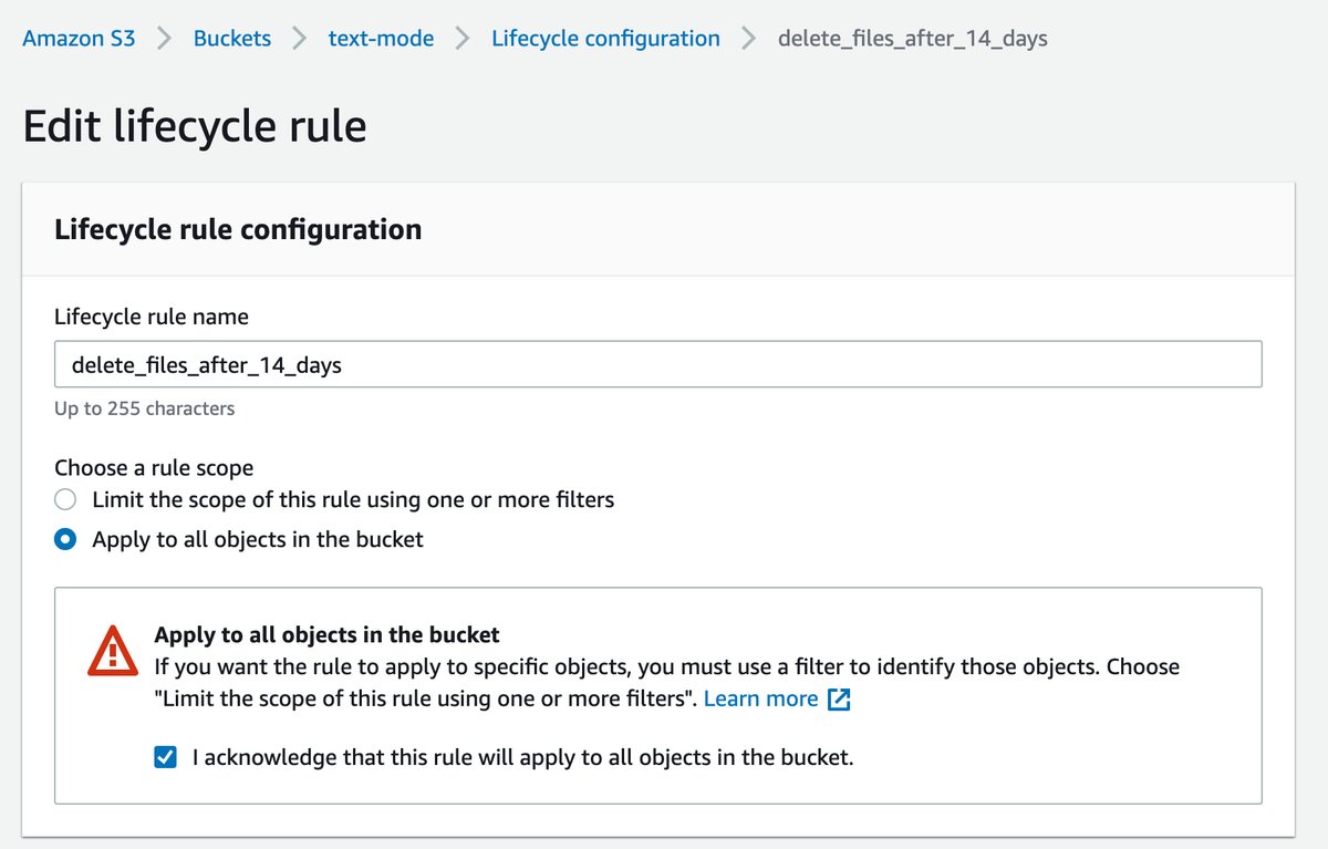S3 Object Expiration Settings
