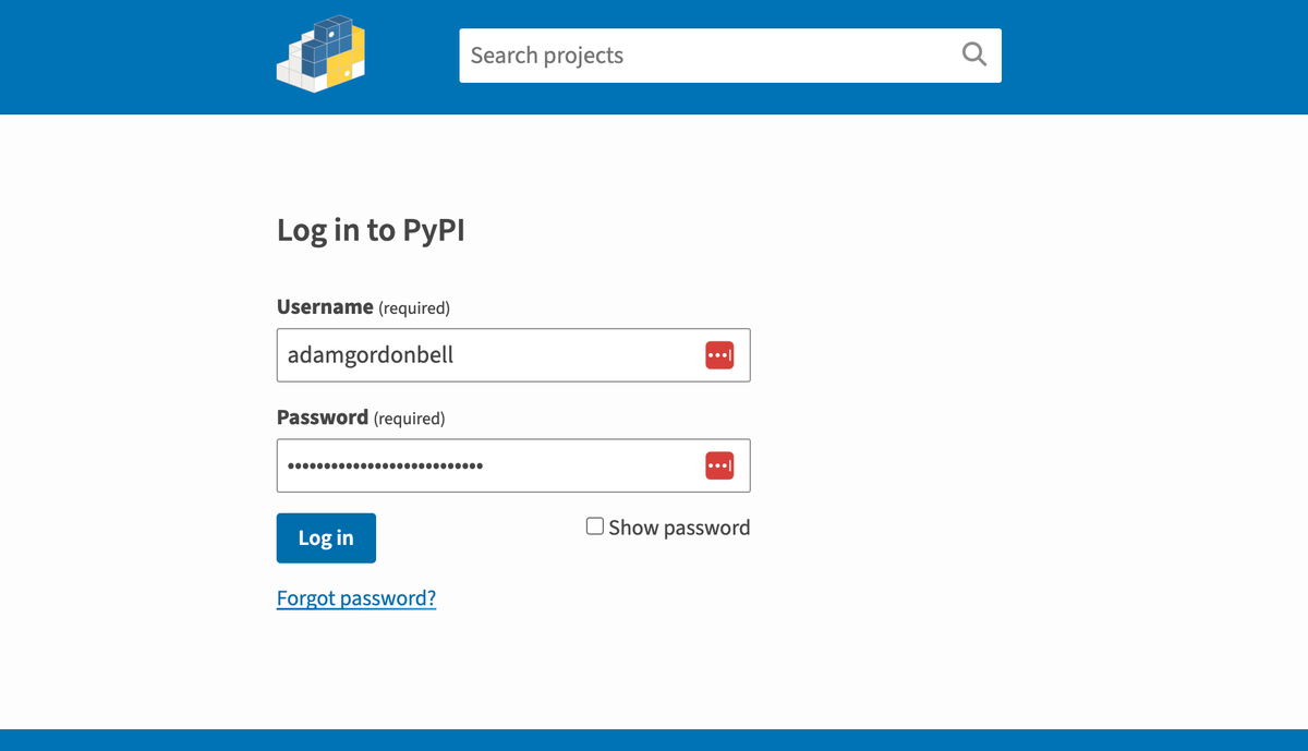 Head over to PyPi and register an account.