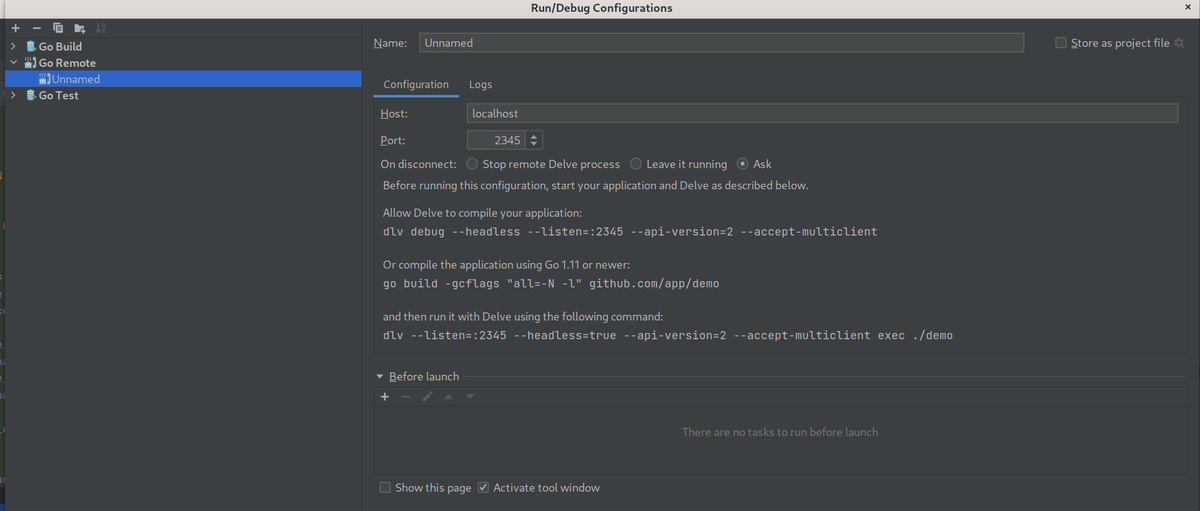 GoLand Remote Go Debugging