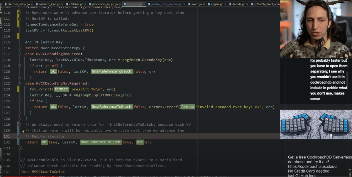 cockroachDB developer and twitch streamer Jordan Lewis