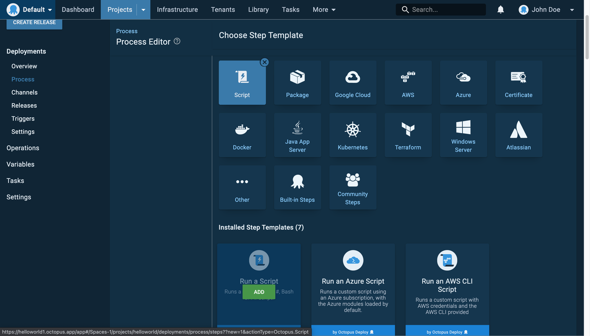 Adding a script process