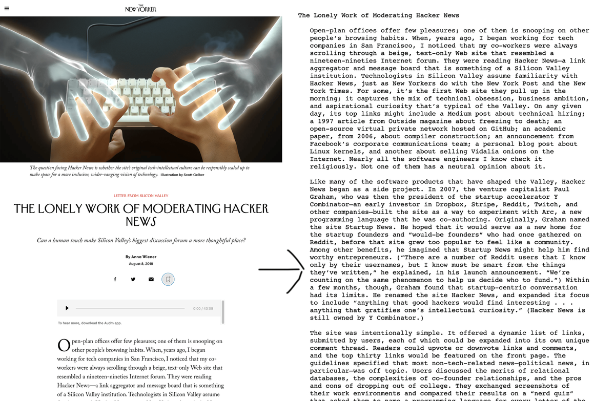 Comparing The New Yorker to Text-Mode