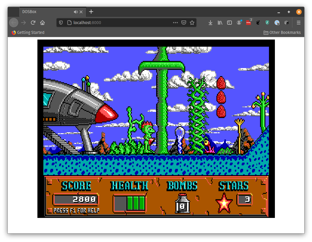 Screenshot of Apogee’s Cosmos Cosmic Adventure running in a web browser.