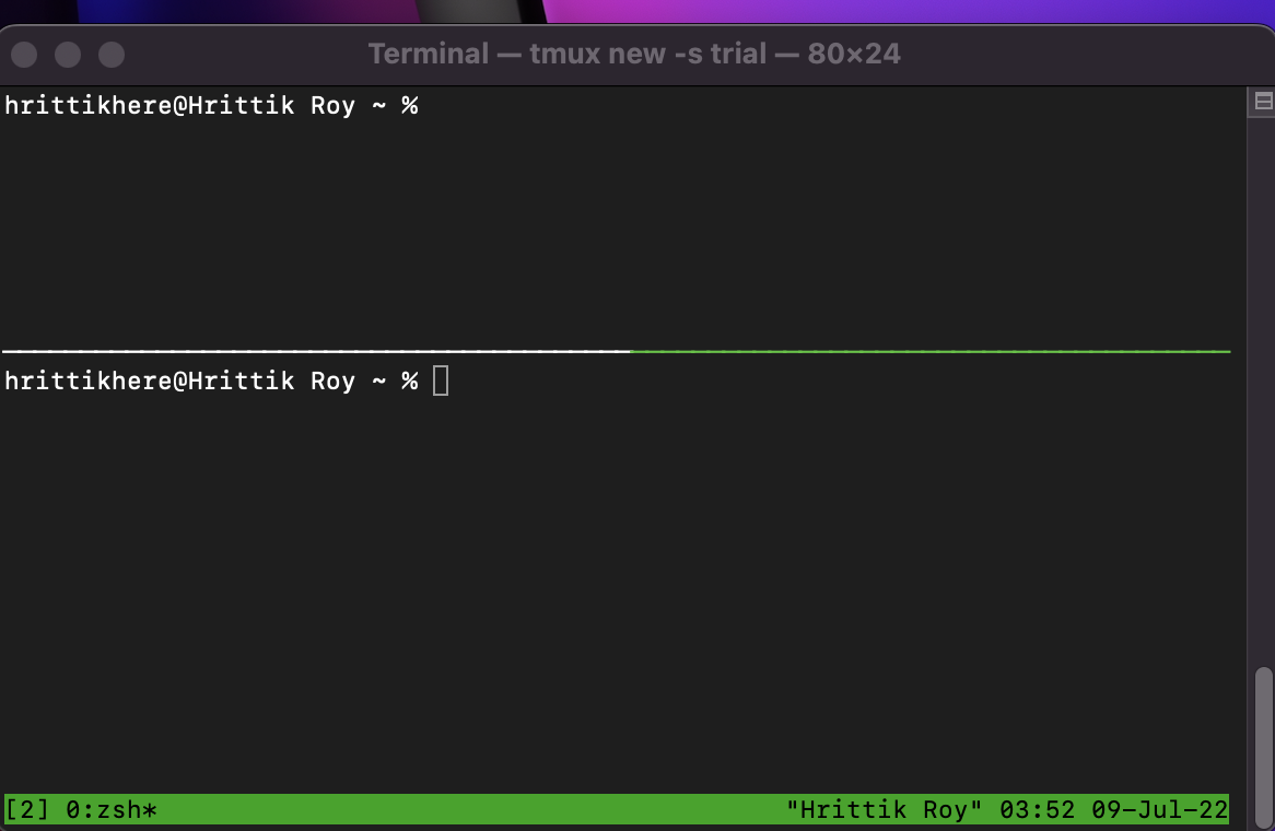 Tmux sessions stacked