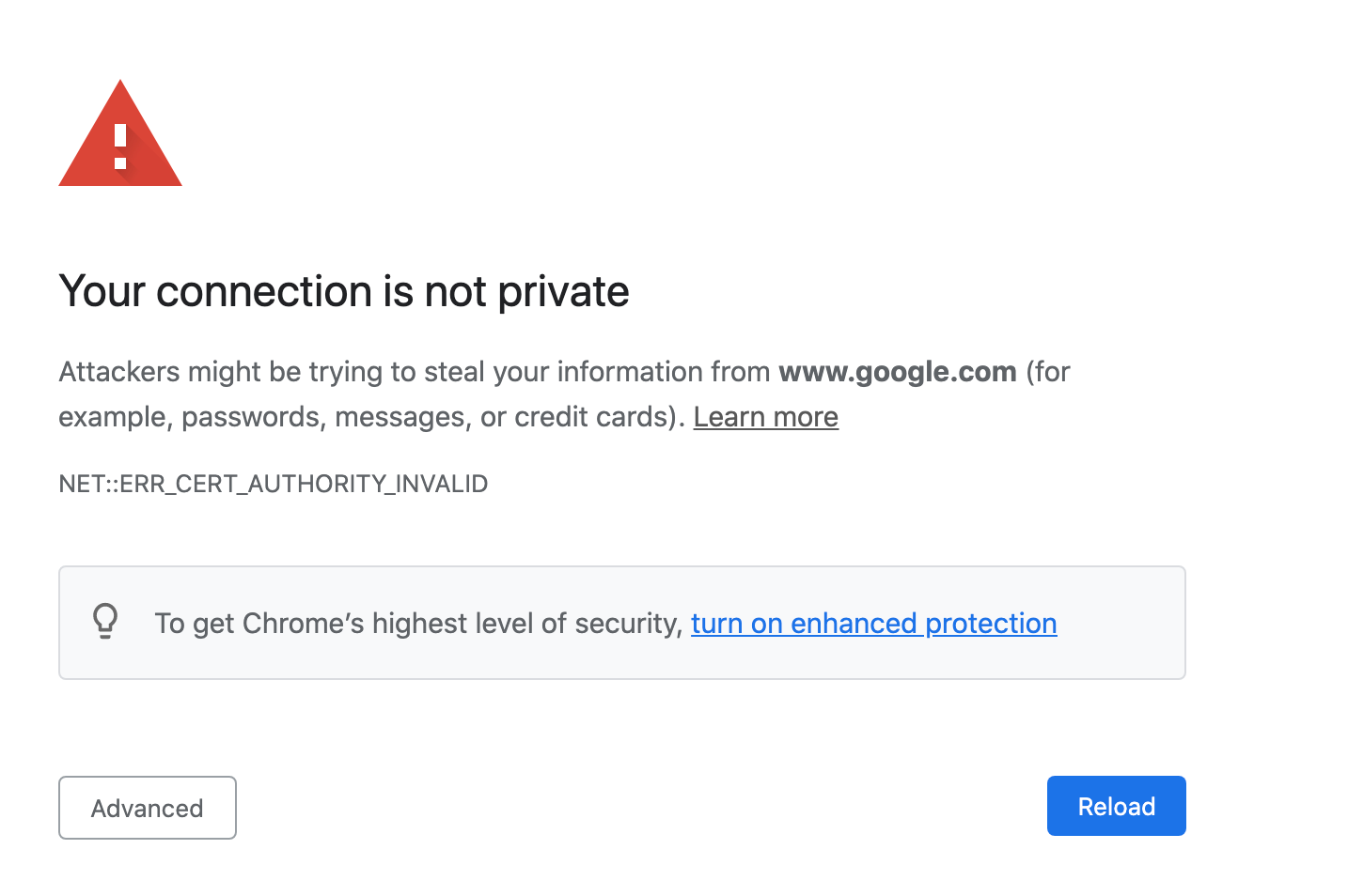 Chrome does not recognize the certificate